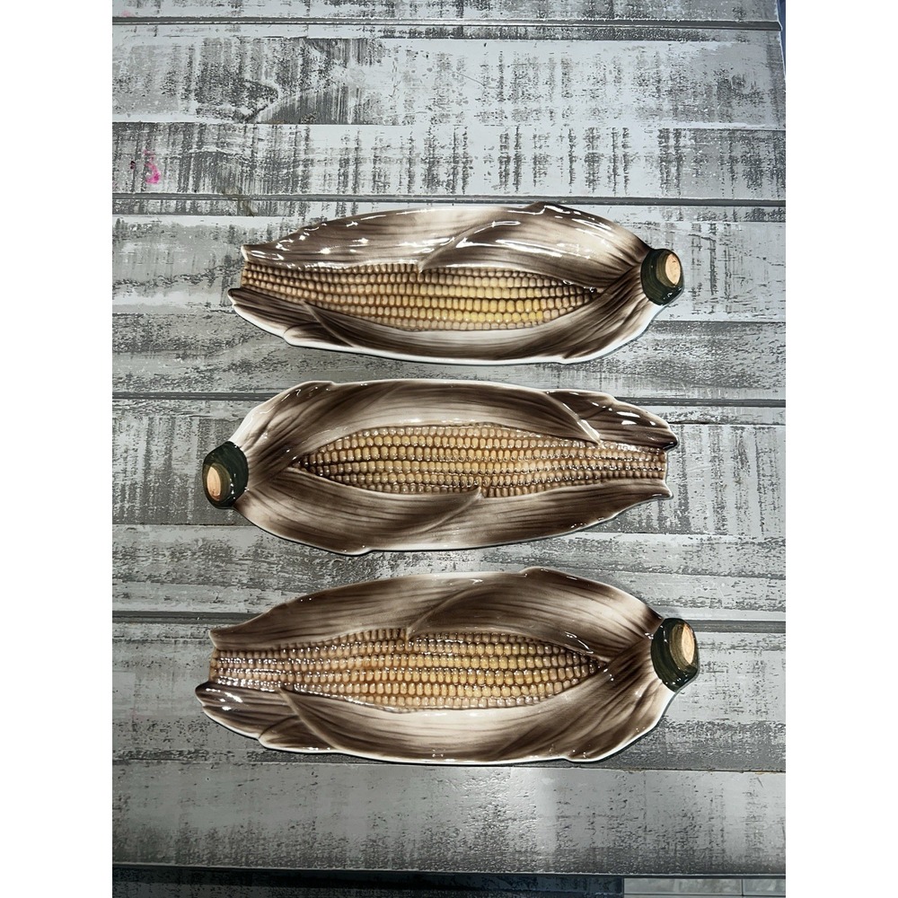 Vintage Embassy Quality Products Corn On The Cob Plate Set Warm Neutral Tones